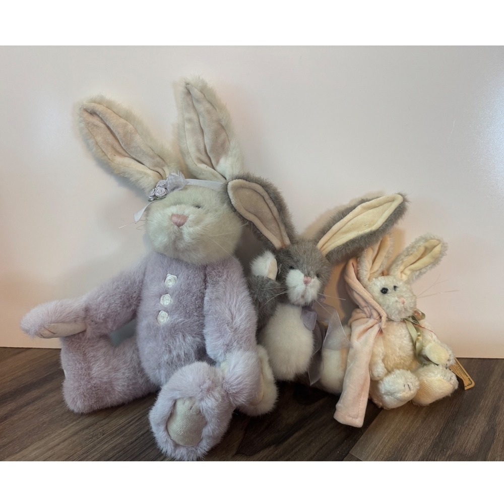 Boyds Bears Archive Collection Plush Bunny Lot Lady Harriwell Lavender Grey 3pc